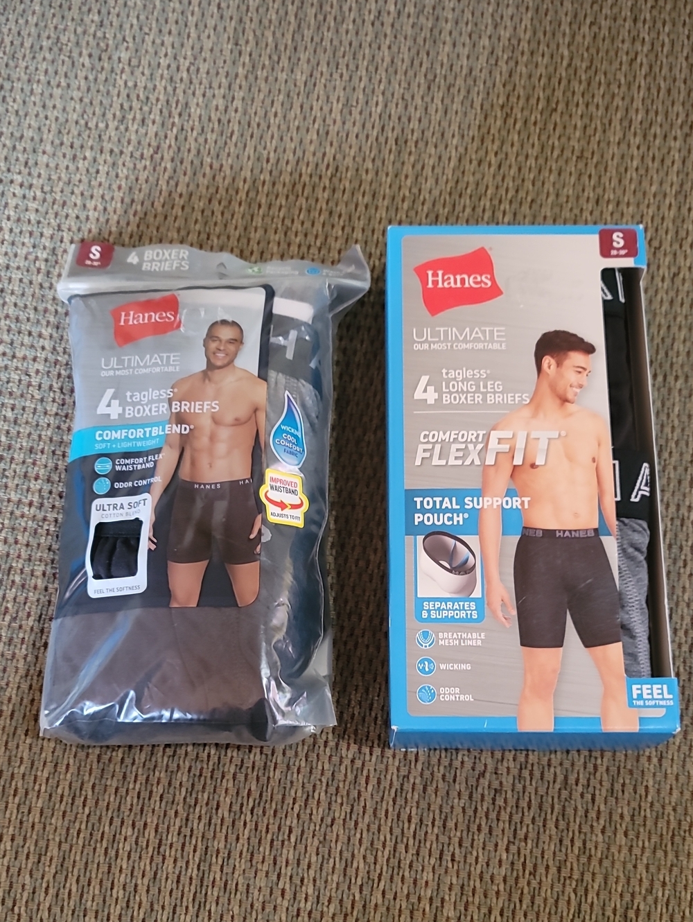 Hanes Ultimate Men’s Black & Gray Tagless Boxer Briefs - 8 pairs total